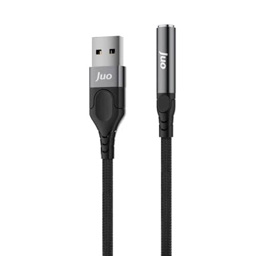 Juo USB-A to 3.5mm Jack Headphone Microphone Aux Converter External Sound Card