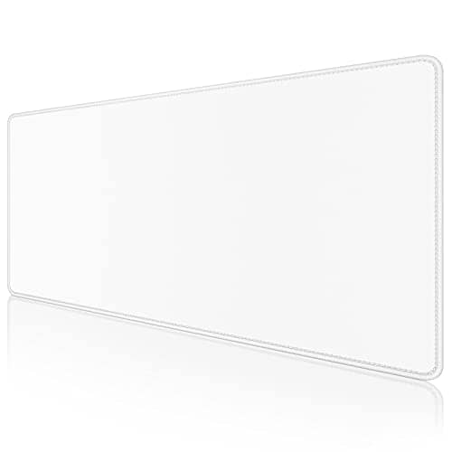 Dapesuom Large Gaming Mouse Pad, Extended Mousepad with Stitched Edges, Water Resist Keyboard Pad with Non-Slip Base, Big XXL Mousepad Desk Mat for Gamer, Laptop, Office, 31.5x15.7in, Ivory White
