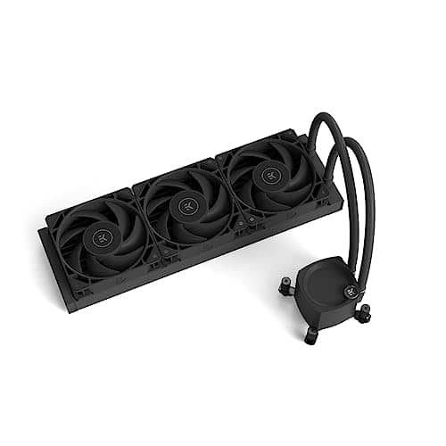 EK Nucleus AIO All-in-One Liquid CPU Cooler with EK FPT Fans, Water Cooling Computer Parts, 120mm Fan, Compatible with Latest Intel & AMD CPUs (360mm, Dark - CR360)
