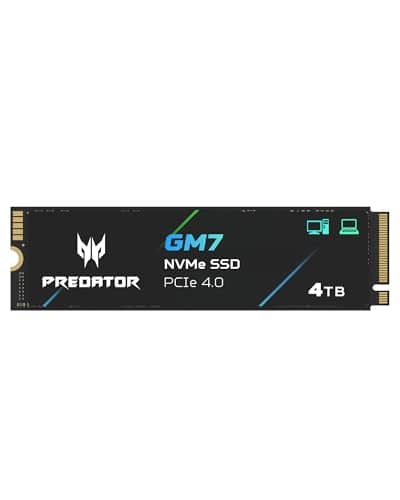 Acer Predator GM7 4TB SSD, M.2 2280 PCIe Gen4 x4 NVMe 2.0, Up to 7400 MB/s, HMB+SLC, Internal PC Solid State Drive for Laptop, Desktop and PS5 - BL.9BWWR.120