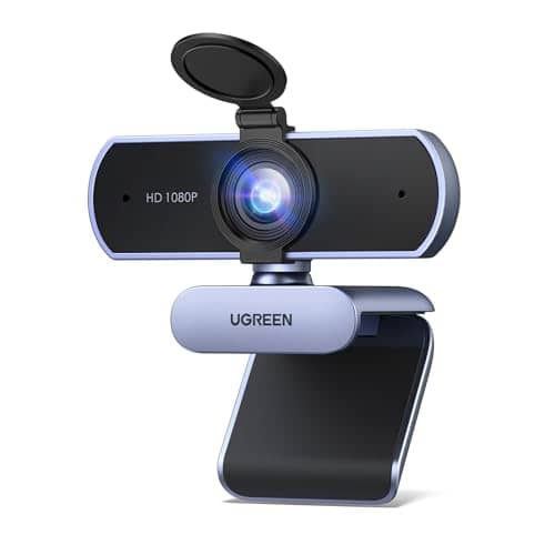 UGREEN Webcam 1080P PC Camera Streaming Via Computer Microphone Grey USB HD