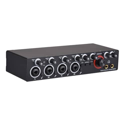 Xixian Professional 2-in 2-out USB Sound Card with Superior Sound Quality for Recording and Live Streaming, 24 Bit/192khz 48V Phantom Power Supply for Musicians and DJs