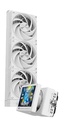 Thermalright Stream Vision 360 White-360mm AIO CPU Liquid Cooler,3.5’’Square LCD Display for Images,Magnetic Suction High-Performance Pump for 640x480 Resolution with Embedded Fan,for AM5/lga1851/1700