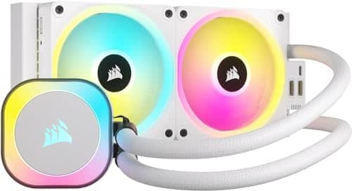 CORSAIR iCUE LINK H100i RGB Liquid CPU Cooler - 240mm AIO - QX120 RGB Fans - Fits Intel® LGA 1700, AMD® AM5 - iCUE LINK System Hub Included - White