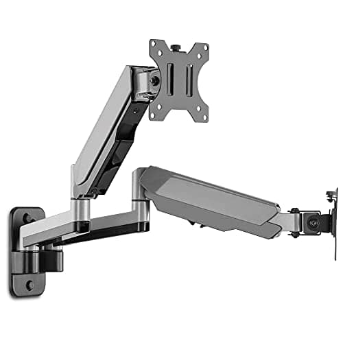 AVLT Dual 13"-32" Monitor Wall Mount fits Two Flat/Curved Computer Monitor Full Motion Height Swivel Tilt Rotation Adjustable Monitor Arm - VESA/Cable Management