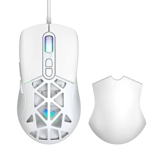 Wired Gaming Mouse, Ultra Lightweight, 12800 DPI, 6 Level DPI, Wired Mouse,13 RGB Lighting,E-sports Game Lightweight Computer Notebook Office Universal,White