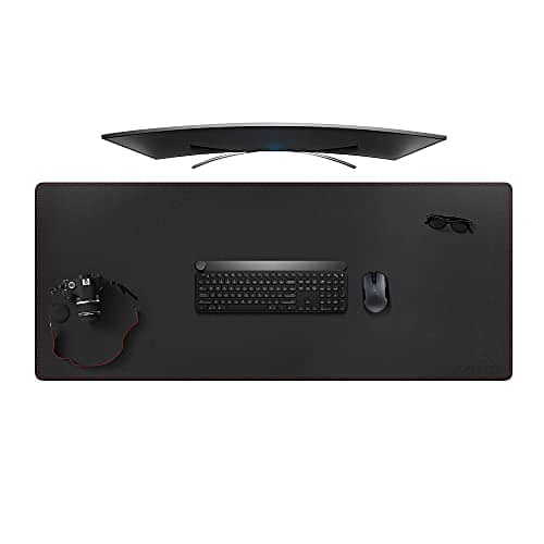ZORESYN 4XL Oversized Large Mouse Pads (140 x 60cm) - PU Leather Extended Large Gaming Mousepad Desk Mat - Nonslip Base and Waterproof Desktop Keyboard Extended Mouse Mat (Black, 4XL - Oversized)