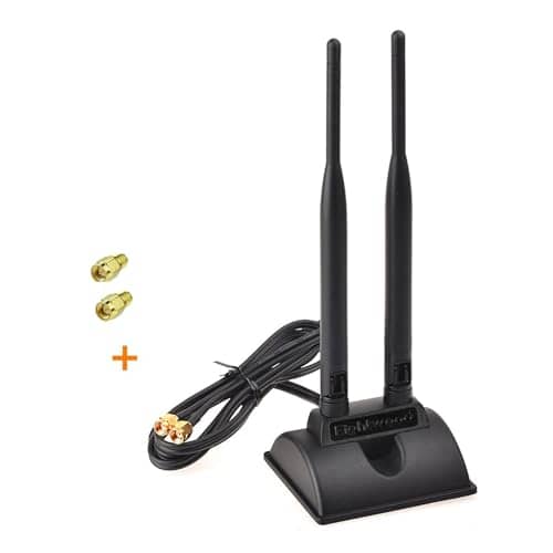 Eightwood 2.4GHz 5GHz Dual Band WiFi Antenna RP-SMA Male Connector with SMA Male to RP-SMA Female Adapter (2-Pack) for PCI-E WiFi Network Card USB WiFi Adapter Wireless Router