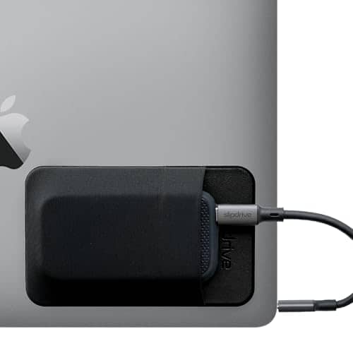 Slipdrive - Portable Hard Drive Sleeve for Laptop - SSD Solid State Drive - Reusable Adhesive - Stick on External Hard Drive Carrying Case - Pocket Pouch (Black)