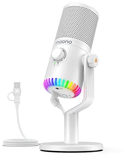 MAONO Gaming USB Microphone, Programmable PC Computer Condenser Mic for Streaming, Podcasting, Recording, Twitch, YouTube, Discord, with RGB Lights, Mute, Gain, Zero Latency Monitoring, Volum, DM30