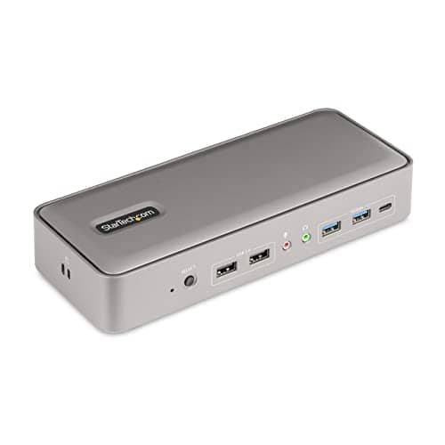 StarTech.com Dual Monitor USB-C KVM Docking Station for Two Laptops, 2x 4K 60Hz DisplayPort Dock/KVM Switch, 5x USB, 90W/45W Power Delivery for Two Notebooks, Windows/macOS (129UE-USBC-KVM-DOCK)