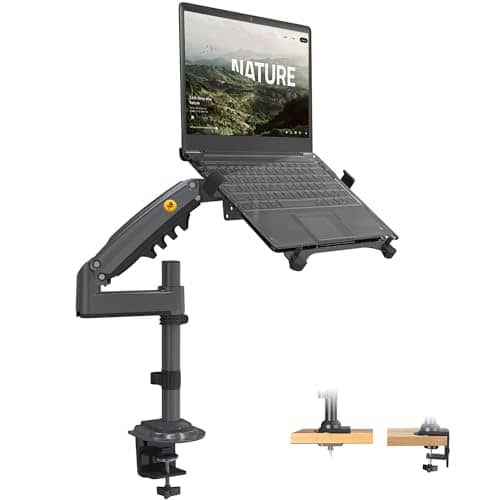 NB North Bayou Laptop Mount with Adjustable Tray for 10-17 Inch Notebook, Monitor Arm Desk Mount for 17 to 30 Inch Computer Screen, Laptop Arm VESA 75 & 100 mm H100-FP