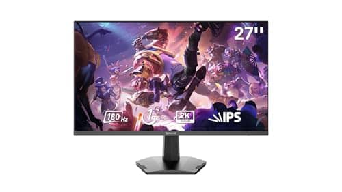 Redragon OPAL GM27X5QIPS 27-inch QHD(2560 x 1440), 180Hz Refresh Rate, 1ms MPRT, IPS Panel Gaming Monitor with AMD FreeSync, Blur-Free Gaming with Vibrant Colors and Wide Viewing Angles - Black & Red
