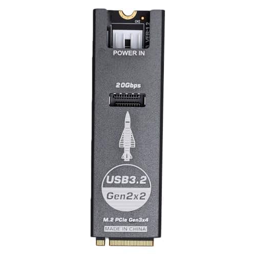 Denash NVMe to USB Type-E Internal Connector with High Speed 20Gbps, Expand USB Port for Large File Transfers, Ideal for Small Chassis - Aluminum Alloy