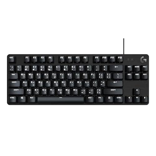 Logitech G413 TKL SE Mechanical Gaming Keyboard - Compact Backlit Keyboard with Tactile Mechanical Switches, Anti-Ghosting, Compatible with Windows, macOS, AR Keyboard - Black Aluminium