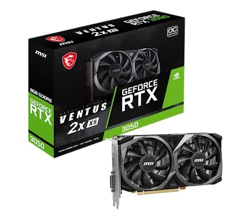 MSI GeForce RTX 3050 VENTUS 2X XS 8G OC Gaming Graphics Card - 8GB GDDR6, 1807 MHz, PCI Express Gen 4 x 8, 128-bit, 1x DP v 1.4a, HDMI 2.1 (Supports 4K)