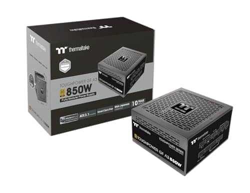 Thermaltake Toughpower GF A3 850W, True 450W 12VHPWR Connectors on PSU & NVIDIA RTX 40 Series, ATX 3.0/PCI-E 5.0, 80+ Gold, SLI/Crossfire Ready Power Supply, PS-TPD-0850FNFAGU-L, 10 Year Warranty