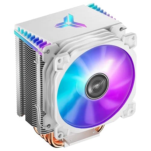 CR1400 RGB CPU Air Cooler, 4 Heat-Pipes, 126mm RGB CPU Fan, Removable 92mm PWM Fans, Fins Bending, 4-pin RGB CPU Cooler, RGB Lighting for AMD Ryzen/Intel LGA 1700 115X (White)