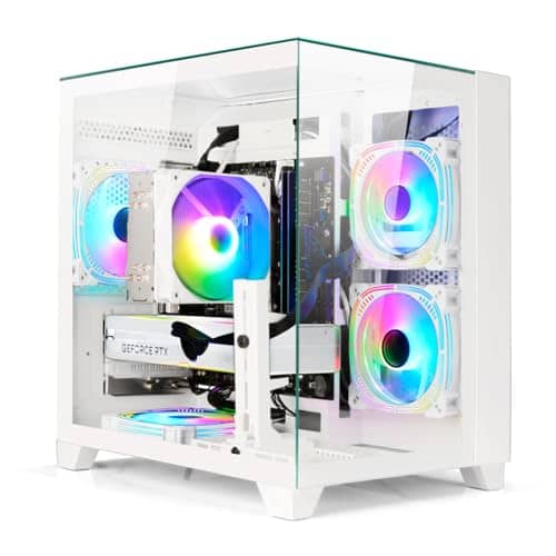 AESNO Gaming PC Ryzen 7 5700X RTX 5060 8G Desktop Computer Towers (White)
