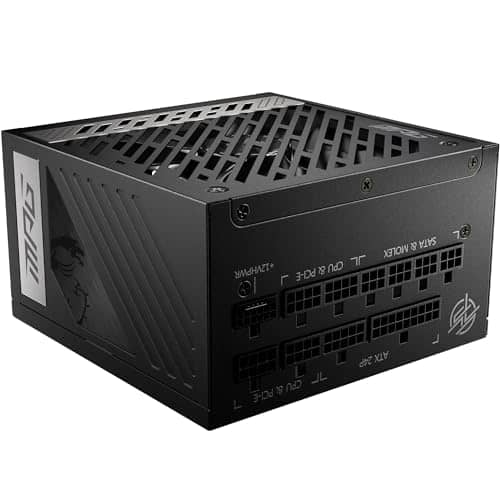 MSI MPG A850G PCIE5 Power Supply Unit, UK Plug - 850W, 80 Plus Gold Certified, Fully Modular ATX 3.0, PCIe 5.0 GPU Support, Japanese 105°C Capacitors, 0% RPM Mode, Flat Cables - 10 Year Warranty