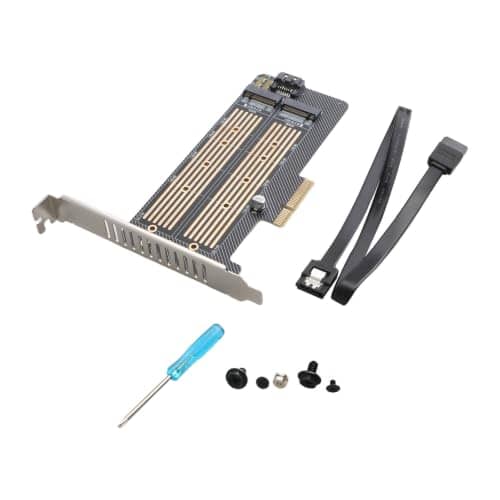 VGOL 1 Pack Dual M.2 SSD Adapter Card PCIe x4 x8 x16 NVMe SATA Compatible with ASUS