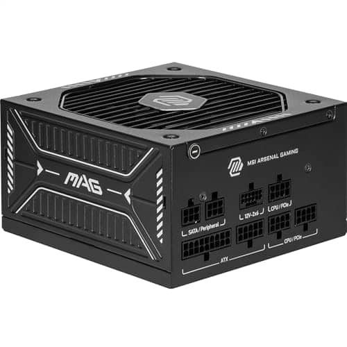 MSI MAG A750GLS PCIE5 Power Supply Unit, 750W, 80 PLUS Gold, ATX 3.1, PCIe 5.1 GPU Support, Native 12V-2x6, Dual-color 12V-2x6 connector, ATX PSU, Embossed Jacket Cables