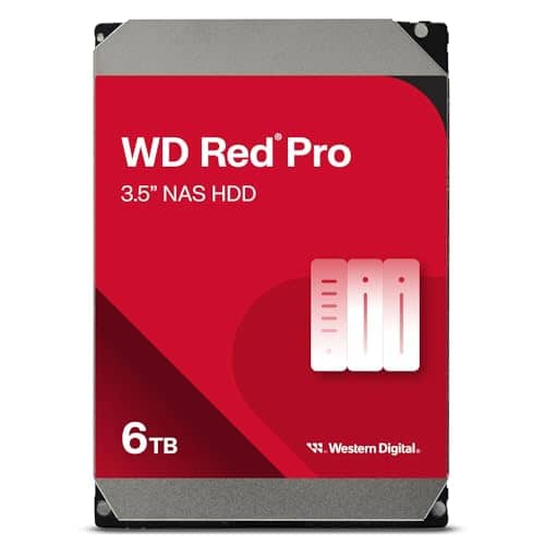Western Digital 6Tb Wd Red Pro Nas Internal Hard Drive Hdd - 7200 Rpm, Sata 6 Gb/S, Cmr, 256 Mb Cache, 3.5" - Wd6003Ffbx