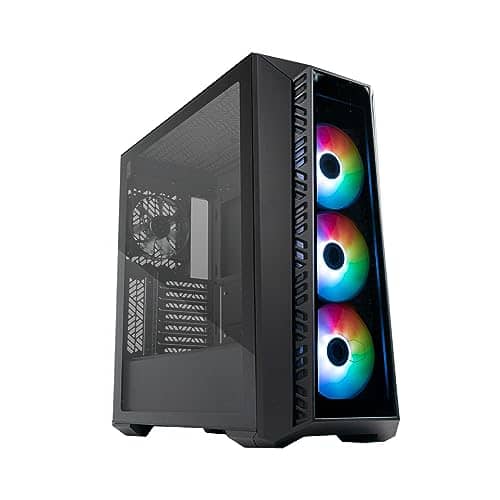 Cooler Master MasterBox 520 PC Case – Mid-Tower ATX Chassis, 4 x Pre-Installed Fans (Front & Rear), Multiple Airflow Configurations, Tempered Glass Front & Side Panel, ARGB Controller - Black