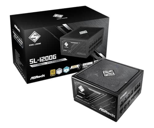 ASRock Steel Legend SL-1200G 1200W 80 Plus Gold & Cybenetics Platinum Full Modular Power Supply ATX3.1 & PCIe5.1 Ready with Dual Color 12V-2x6 Cable 10 Years Warranty