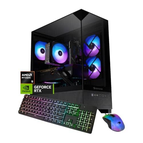 iBUYPOWER Element SE Gaming PC Desktop Computer AMD Ryzen 5 8400F CPU, NVIDIA GeForce RTX 3050 6GB GPU, 16GB DDR5 RAM, 1TB NVMe SSD, Windows 11 Home, Gamer Keyboard and Mouse - ESA5N3501