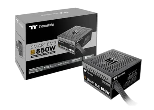 Thermaltake Smart BM3 850W 80Plus Bronze ATX 3.0 & PCIE 5.0 Ready Semi-Modular Power Supply; 105°C/221°F Japanese Capacitor; 5 Year Warranty; PS-SPD-0850MNFABU-3