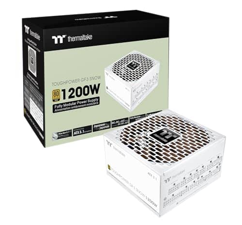 Thermaltake Toughpower GF3 Snow Edition 1200W 80+ Gold Full Modular SLI/Crossfire Ready ATX 3.0 Power Supply PCIe Gen.5 600W 12VHPWR Connector Included PS-TPD-1200FNFAGU-N 10 Year Warranty