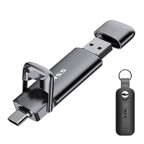 SSK 128GB External SSD Flash Drive up to 550MB/s Dual USB C+A Memory Stick