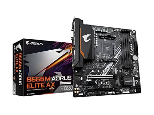 GIGABYTE B550M AORUS Elite AX (AM4/ AMD/ B550/ Micro ATX/Single M.2/ SATA 6Gb/s/USB 3.2 Gen 1/ Realtek GbE LAN/PCIe 4.0/ Motherboard)
