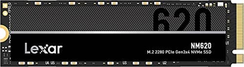 Lexar NM620 1TB SSD, M.2 2280 PCIe Gen3x4 NVMe 1.4 Internal SSD, Up to 3500MB/s Read, 3000MB/s Write, 3D NAND Flash Internal Solid State Drive for PC Enthusiasts and Gamers (LNM620X001T-RNNNG)