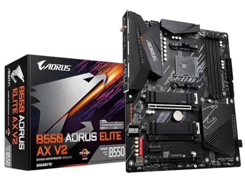 Gigabyte B550 AORUS ELITE AX V2 (AMD Ryzen 5000/B550/ATX/True 12+2 Phases Digital VRM/PCIe4.0/DDR4/USB3.2 Gen 1/Realtek ALC1200/Intel WiFi 6/2xM.2 Thermal Guard/2.5 GbE LAN/HDMI/DP/Gaming Motherboard)