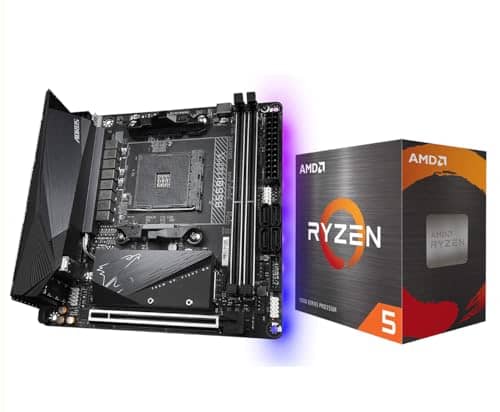 INLAND Micro Center AMD Ryzen 5 5600X Desktop Processor 6-core 12-Thread Up to 4.6GHz Unlocked with Wraith Stealth Cooler Bundle with GIGABYTE B550I AORUS PRO AX Motherboard