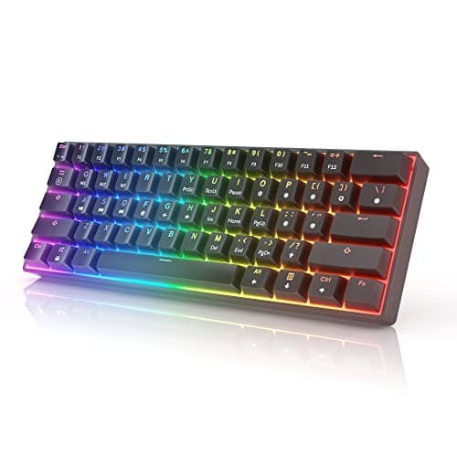 GK61 Mechanical Gaming Keyboard - 61 Keys Multi Color RGB Illuminated LED Backlit Wired Programmable for PC/Mac Gamer Tactile (Gateron Optical Brown)