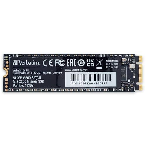 VERBATIM Vi560 S3 M.2 SSD - 512GB high performance internal SSD - Solid State Drive - SATA III M.2 interface - internal hard drive 3D-NAND technology - up to 560MB/s - blue