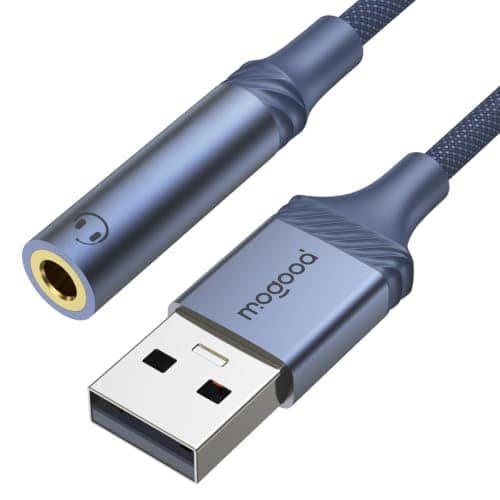 MOGOOD USB to 3.5 mm Jack Adaptor Set of 2 0.12 m EXT Sound Card Stereo