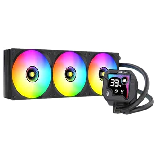 Spear PC GUARD X360 360mm CPU Liquid Cooler with LCD Display, Dual 120mm PWM ARGB Fans, Hydraulic Pump, Quiet Cooling, Intel & AMD Compatible (Black)