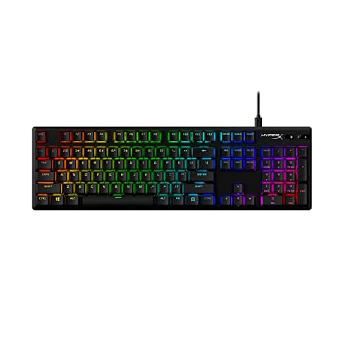 HyperX Alloy Origins PBT - Mechanical Gaming Keyboard, PBT Keycaps, RGB lighting, Compact, Aluminum Body, Adjustable Feet, Customizable with HyperX NGENUITY, Onboard Memory - HyperX Clicky Blue Switch