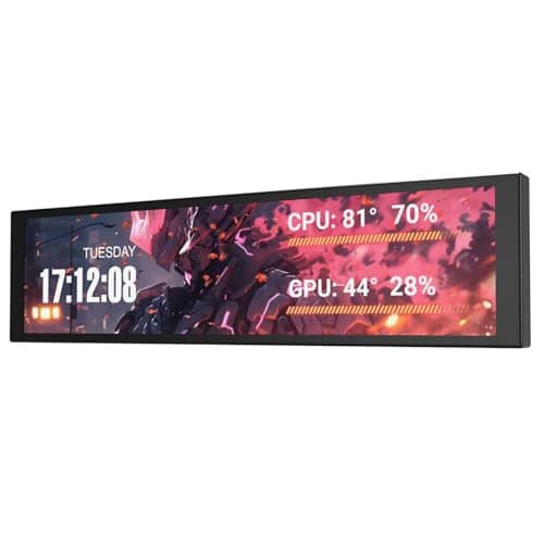 darkFlash V92 9.2" IPS PC Case Sensor Panel, 1920x462 Secondary Monitor, Exclusive Desktop Mirroring & Recording, AIDA64 Compatible Hardware Monitor, Full Aluminum Alloy, USB-C/Internal 9-Pin, Black