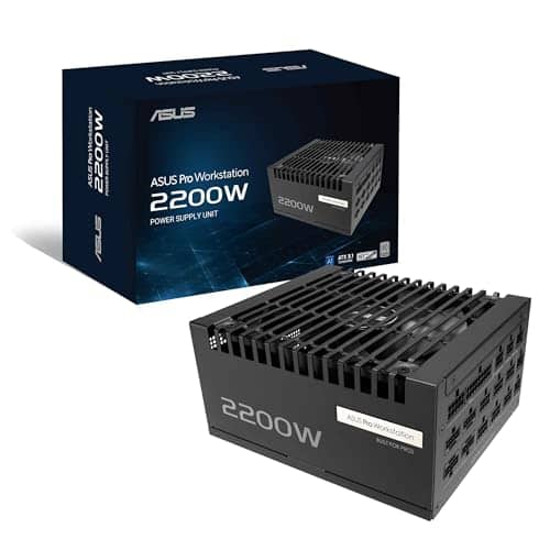 ASUS Pro WS 2200W Platinum Modular Power Supply, 2200W Power, PCIe 5.1, Standard ATX 3.1, 80 PLUS Platinum, Double Ball Bearing Fan, Black