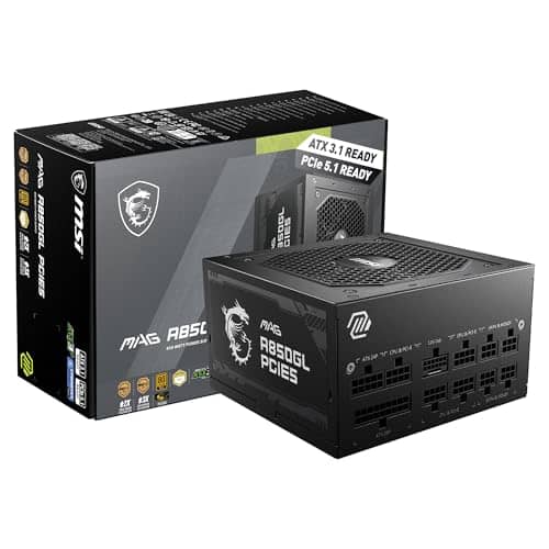 MSI MAG 850W Power Supply 80 Plus Gold - ATX 3.0 PCIe 5.0 Ready - 12VHPWR [MAG A850GL PCIE5]