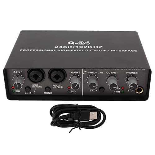 Cryfokt USB Live Sound Card, 24 Bit 192kHz Audio Interface with 2 Microphone Inputs AndRCA Outputs, for Live Streaming Recording and Music Production
