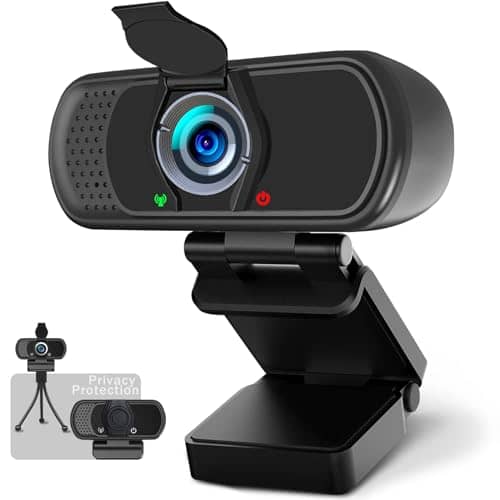 Hrayzan Webcam with Microphone, 1080P HD Webcam with Privacy Cover and Tripod,Streaming Computer Web Camera with 110 Degree Wide View Angle,USB PC Webcam for Video Calling Recording Conferencing