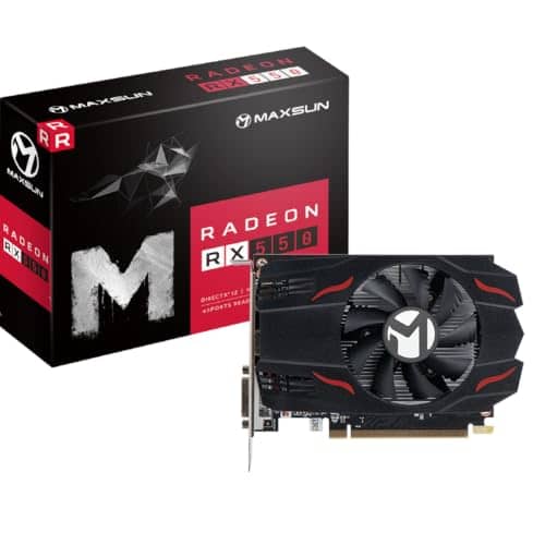 maxsun AMD Radeon RX 550 4GB GDDR5 ITX Computer PC Gaming Video Graphics Card GPU 128-Bit DirectX 12 PCI Express X16 3.0 DVI-D Dual Link, HDMI, DisplayPort