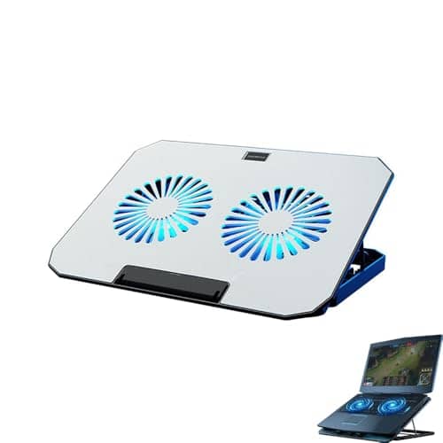 FDTY Gaming Laptop Cooler with Dual LED Fans, Aluminum Panel Notebook Cooling Pad, 7 Adjustable Angles Stand for 12-17 Inch Laptops.