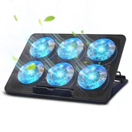 Laptop Cooling Pad, Necomi Laptop Cooler Stand with 6 Quiet Cooling Fans and 6 Height Adjustable Dual USB Powered Gaming Laptop Cooling Stand for 12-17 Inch Laptop Computer